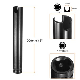 sourcing map Deep 6-Point Impact Socket 1/2" Drive 21mm Metric Socket 8" Length with 1/4" Hex Shank Adapter, CR-V Steel Socket Adapter Accessory Tool Set Kit for Hex Bolts Nut