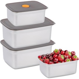 Contenedores para Alimentos,Juego de 4 Recipientes Hermética de Acero Inoxidable con Tapa,A Prueba de Fugas,Sin BPA,Contenedores Organizadores Apilable para Cocina,Horno,Refrigerador