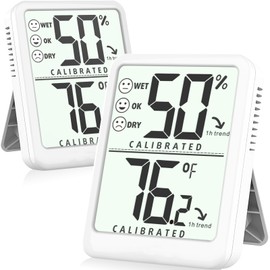 Ayawiss 2-Pack Room Thermometer Indoor Hygrometer for Home, Temperature Humidity Meter, Humidity Gauge, Digital Room Temperature Monitor Sensor for Baby Nursery Car Plant - AAA Battery Included