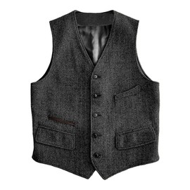 Solovedress Wool Suit Vest, Formal Regular Fit, Gray, XS