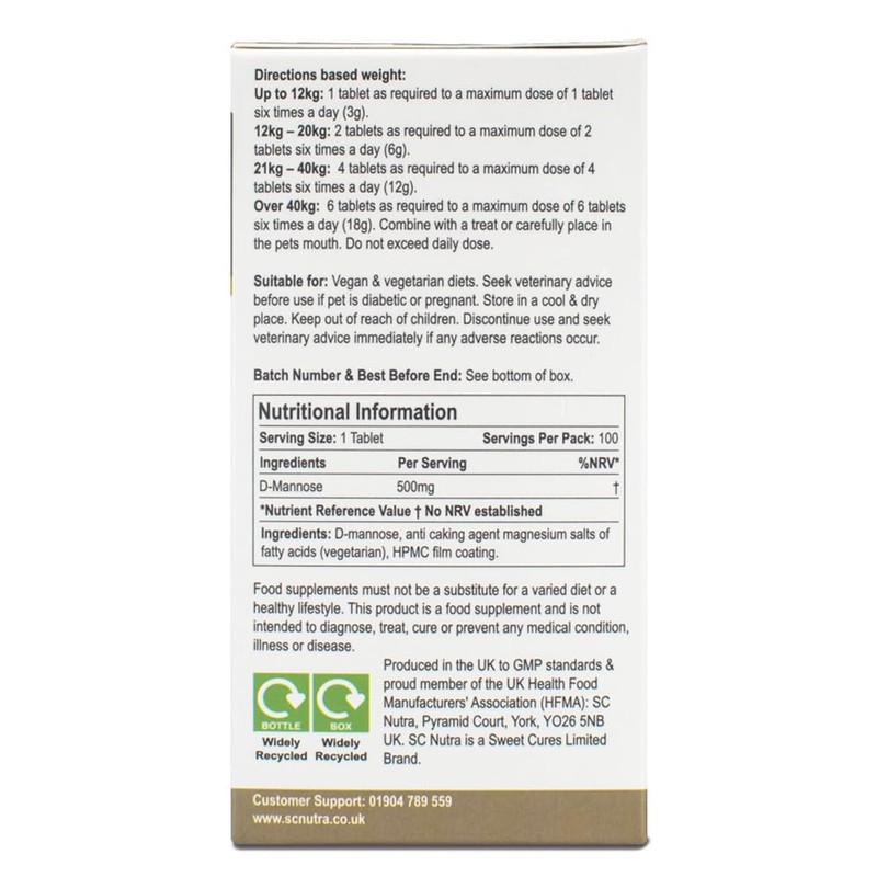 Waterfall D-Mannose Pet Tablets - Feline Cystitis & Canine UTIs