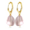 HQFJW 14K Yellow Gold Irregular Pink Sea Glass Hoop Earrings,