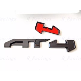 Auto 4PCS Grill Door Rear Gloss Black AT4 OVERLAY Emblems Fit 2023+ GMC Sierra 1500