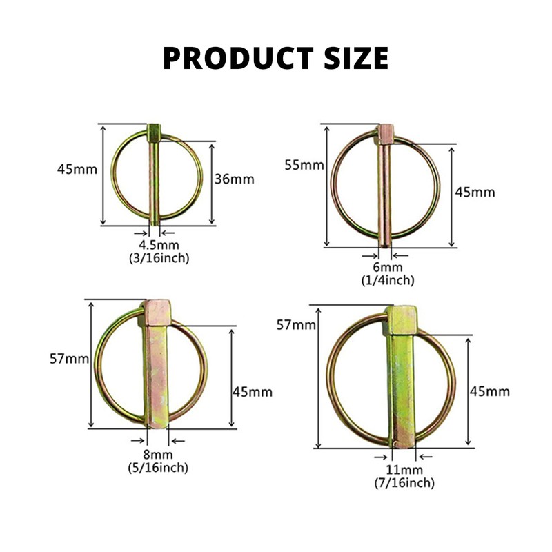 10 Pcs Lynch Pins, Metal Lock Cotter Pins Fasteners for