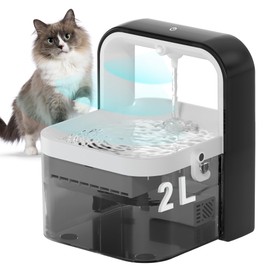 Cordless Cat Water Fountain, 70 oz/2L Sink Automatic Kitten Fountain for Kittens, Battery Operated cat Water Fountain with Motion Sensor and Silent Ball, Ultra Silent Pump, Quadruple Filtration,Black