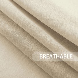 Beige Sheer Curtains 54 inches Long Kitchen Dining Living Room Curtain Sheers Basement 2 Panels Voile Linen Textured Transparent Bedroom Drapes Rod Pocket Window Treatment Set