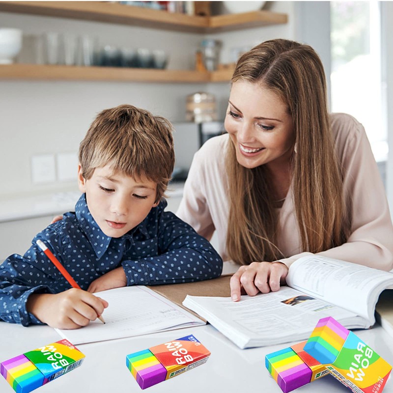 Pack of 30 Soft 2B Erasers, Rainbow Erasers, Rubber Erasers