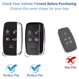 Key Fob Cover Car Key Case Shell with Gold Keychain fit Evoque Velar Sport Discovery Freelander2 LR4 Sport Jaguar XF XJ XE F-PACE F-TYPE 2013-2022 (White)