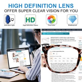 WEMOOTANTS 4 PACKS Blue Light Blocking 2.25 Reading Glasses Women's Computer Readers 1.00 1.25 1.50 1.75 2.00 2.25 2.50 2.75 3.00 3.50 4.00 5.00 6.00 (Leopard)