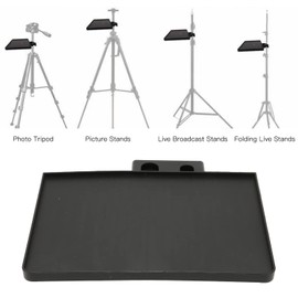 Dilwe Soporte para Micrófono, Bandeja en Rack, 23x17 Cm, Abrazadera Universal, Negro, ABS, 7 Kg, para Grosor de Tubo 15-20 mm