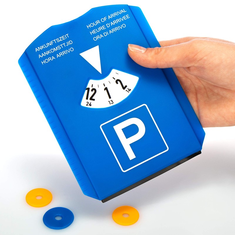 Com-four ® parking disc with ice scraper, rubber lip, shopping