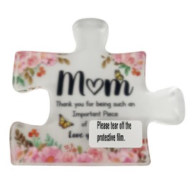 Engraved Acrylic Puzzle Plaque Decorations 3.9 x 3.3 inch, Christmas Anniversary Birthday Gifts (Mom)