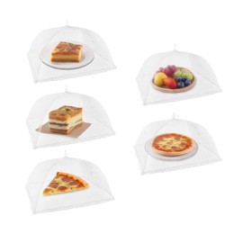 5 PACK Food Covers for Outdoor Eating - 17x17 in Mesh Food Tent with Net Screen Pop-Up Dome Design to Protect Food from Flies & Insects - Reusable Portable Cover for Picnic BBQ Backyard Camping