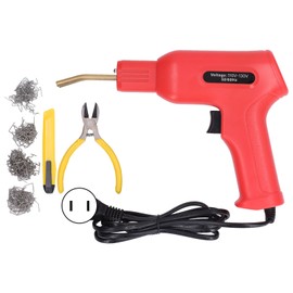 50W Hot Stapler Automotive Plastic Repair Machine Car Bumper Plastic Repair Welder Kit with 4 Types Nails Red US Plug 110-130V