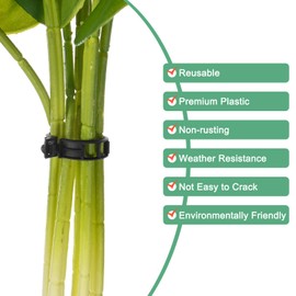 M METERXITY 200-Pack Tomato Clips, 0.98Inch/25mm Plastic Plant Support Clips, Grape Vines Garden Vegetables Trellis Clips for Climbing Plants/Outdoor [Black]