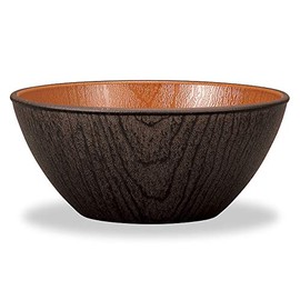 Yamanaka Paint M17393-2 Natural Key Wood Grain Bowl, Medium, Black & Brown