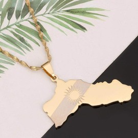 LIUYUYOUGO Card Necklace, Vintage Colourful Flag Card Pendant Charms Fashion Kurdish Jewellery Gifts for Men Women, High-quality materials