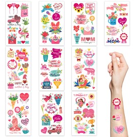 Mother’s Day Temporary Tattoo,10 Sheets Cute Best Thank you Mom Happy Mother’s Day Waterproof Fake Tattoos for Mother’s Day Party Favors Goodie Bags Stuffers Party Fillers