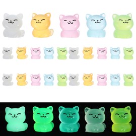 TOPPERFUN 30Piezas Mini Gatos, Estatua de Gato de Resina Luminosa de 26mm, Adornos de Animales en Miniatura para Decoración de Casas de Juguete