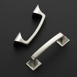 Ravinte 30 Pack Solid 3" Square Foot Cabinet Arch Pull Kitchen Cabinet Handles Brushed Nickel Cabinet Pulls Silver Drawer Pulls Kitchen Cabinet Hardware Kitchen Handles for Cabinets Cupboard Handles