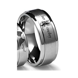 Southern Designs Her Cowboy Rings in Silver That Matches His Angel Couples Rings (12.5)