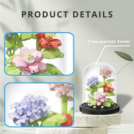 WULOBOOI Assembly Bonsai Tree Flowers Micro Bricks Building Set with Dust Cover,Artificial Flowers Botanical Collection for Home Decor, Creative Gifts for Adults Women Boys Girls,302 Pieces