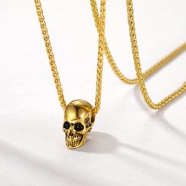 U7 Cremation Jewelry for Ashes for Women Men 18k Gold Plated Gothic Skull Necklace Urn Pendant