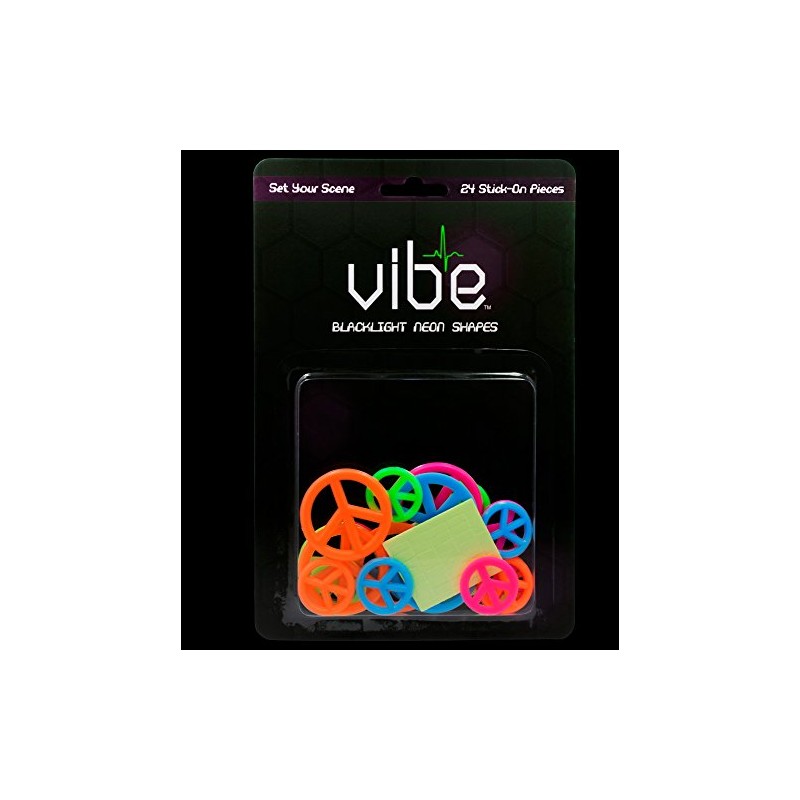 Blacklight Reactive Neon Peace Signs - 24 Piece Set