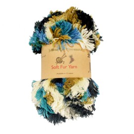 JubileeYarn Soft Fur Yarn - Polyester Bulky Weight - 100g/Skein - Peacock - 4 Skeins
