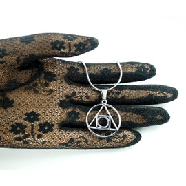 Philosophers Stone Necklace, 20" Snake Chain, Pure 304 Stainless Steel, Alchemy Elixir of Life, Hermetic Seal of Light Symbol Charm Pendant Jewelry