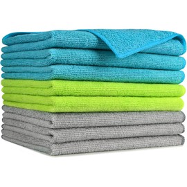 AIDEA Microfiber Cleaning Cloth-8PK, Soft Microfiber Towels for Cars, Absorbent Cleaning Rags, Lint-Free Streak-Free Wash Cloths for House, Kitchen, Window(12in.x16in.)