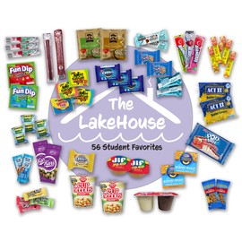 College Care Package for Guys Girls - 56 Count Snack Box Variety Pack - Care Packages for College Students - Dorm Snacks - College Dorm Room Essentials - College Food - Gift Basket from The LakeHouse