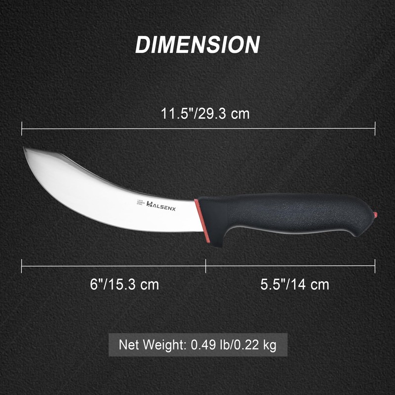 HALSENX Professional 6 Inch Skinning Knife - Non-Slip SoftGrip Handle