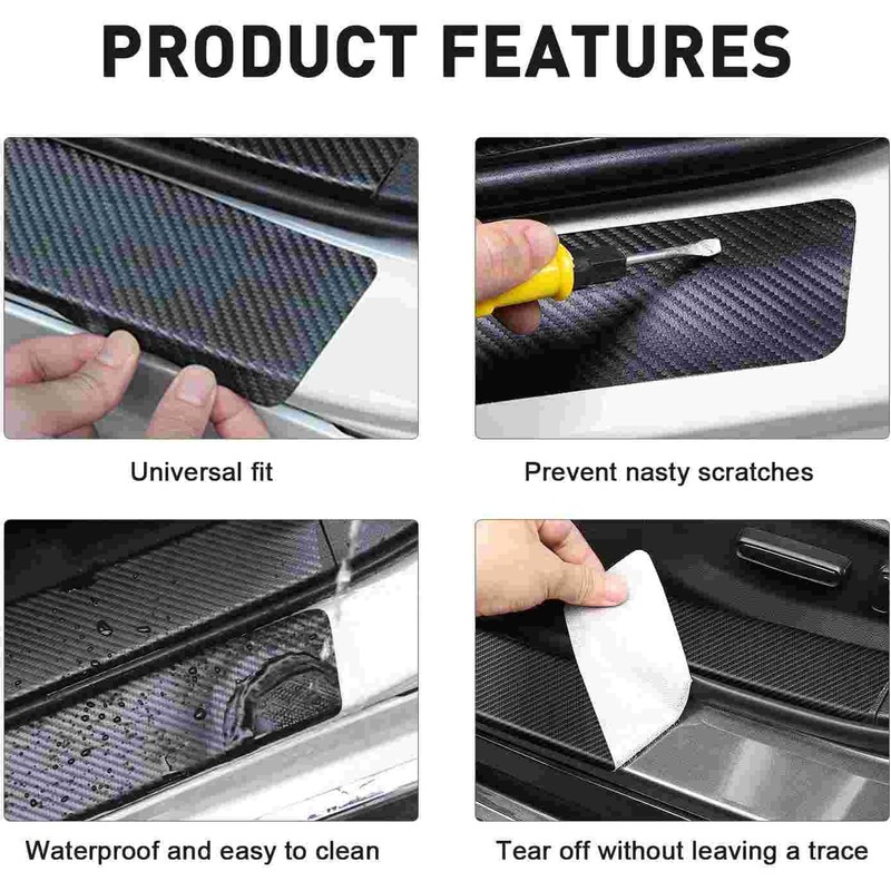 4 Pieces Car Door Sill Protector,Carbon Fiber Threshold Anti-Scratch Sticker