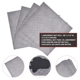 Aain LT10W Heavy Weight Oil Absorbent Mat Pads Roll, Universal Oil Absorbent Roll, Premium, Heavyweight, Polypropylene, Absorbing Mats 150' L x 15'' W,Gray (LT010W)