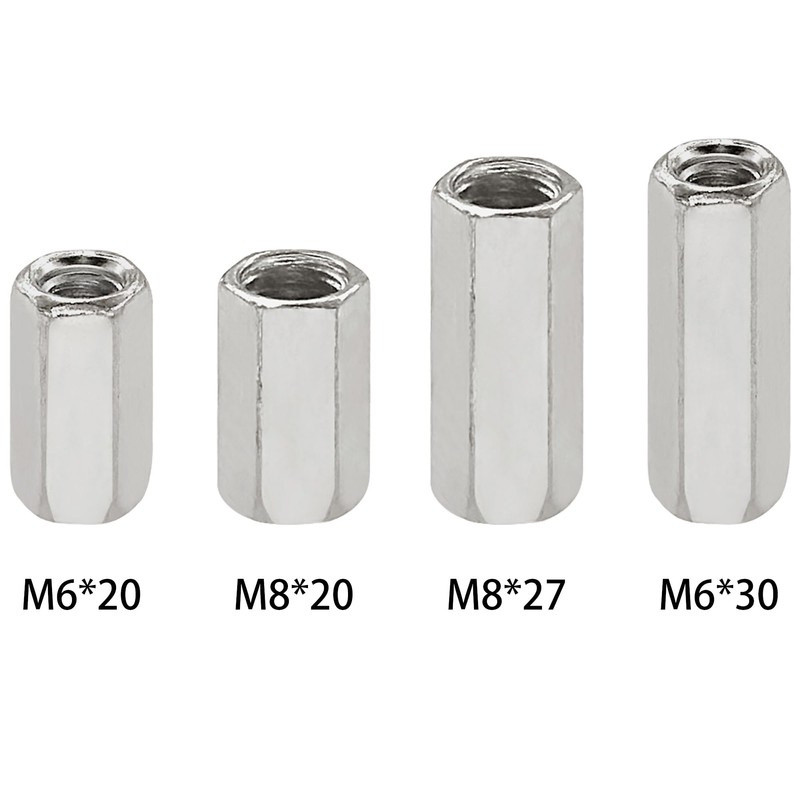 20 PCS Long Rod Nuts,Hex Coupling Nuts Fasteners,Hex & Machine