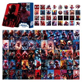 92Pcs Spider Lomo Cards and Stickers Set, 60 Pcs Mini Cards with 32 Pcs Stickers, Suitable for Party Favors & Decorations