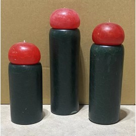 Barrick Design Vintage Barrick Design Smooth Green Candle With Red Ball Candle Set Of 3