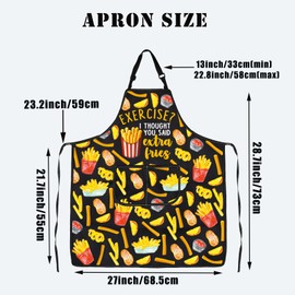 PLITI Funny French Fries Gifts Fries Lover Gift Foodie Gift Exercise? I Thought You Said Extra Fries Apron With Pockets (extra fries apronU)