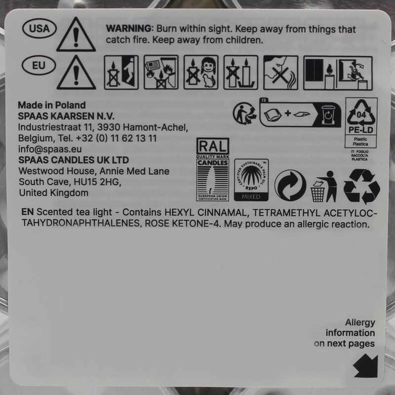 Spaas Scented Tealights flatpack x12 4.5h, Shimmering Smile, Beige