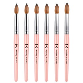 Majesti Pink Acrylic Nail Brush - Professional 100% Kolinsky Nail Brush for Acrylic Application - Handcrafted Nail Tool Supplies - Long Lasting, High-Quality Brush - by M - USA (Size #14)