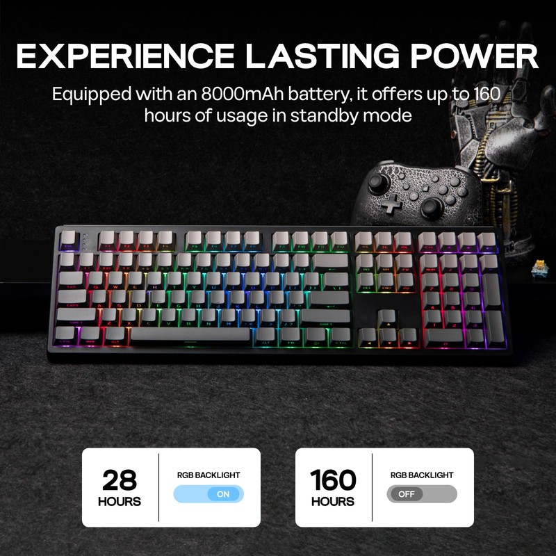 EPOMAKER TH108 Full Size Mechanical Keyboard, Wireless Gaming Keyboard with