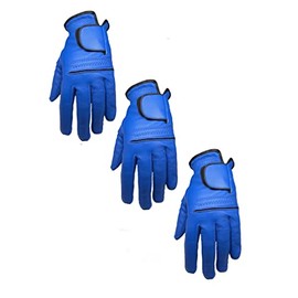 3 Mens EverGrip Blue Cabretta Golf Glove (Left Handed Glove for The Right Handed Golfer) (Large)