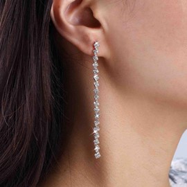 Aneneiceera Vintage Crystal Chandeliers Dangle Earrings Gold Rhinestone Earrings Long Cz Crystal Drop Earrings Shine Wedding Chandeliers Earrings Jewelry for Women (Gold)