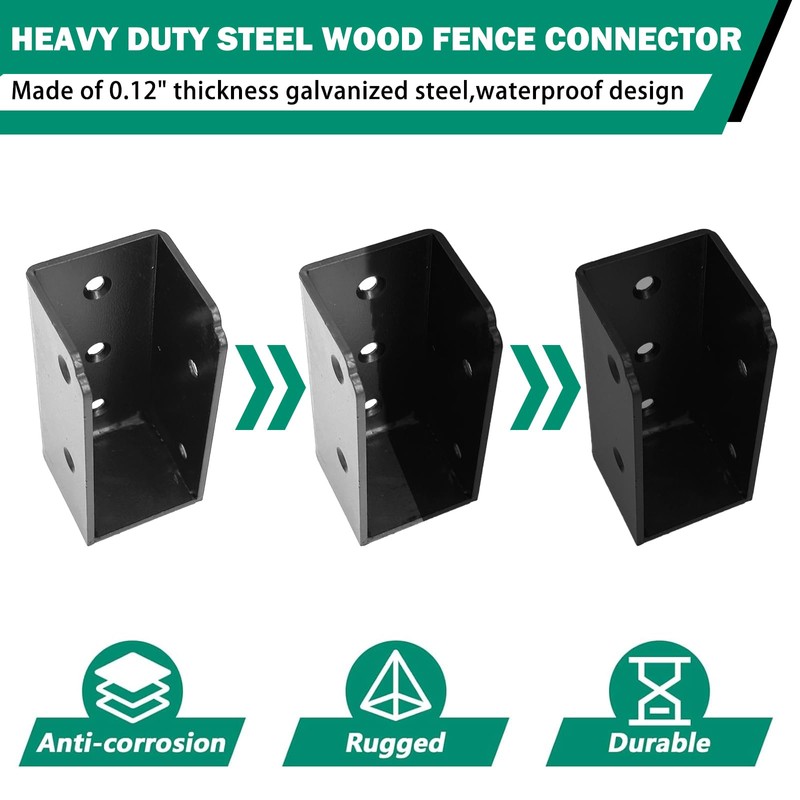 VoTwoofv 4Pcs U-Shaped Black Powder Coated Galvanized Steel Deck Railing