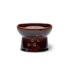 Neko-ichi Food Bowl with Legs for Cats, Mino Ware, Made in Japan (Brown, Food)