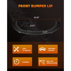 FINDAUTO PP Car Front Lip Body Kits Universal Glossy Carbon Look Front Bumper Lower Lip Splitter Spoiler