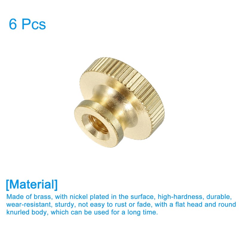 sourcing map Knurled Thumb Nuts, 6Pcs M6 x D20mm x