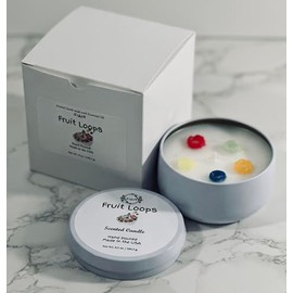 Fruit Loops Scented Candle, Hand Poured, Novelty, Nostalgic, Generational Cereal Now in a Scented Candle. Appx 6.5 oz, Burn time appx. 20 hrs.