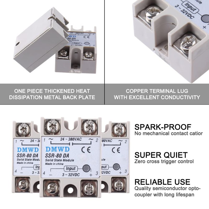 SSR-80DA Solid State Relay DC to AC (Input 3-32V DC